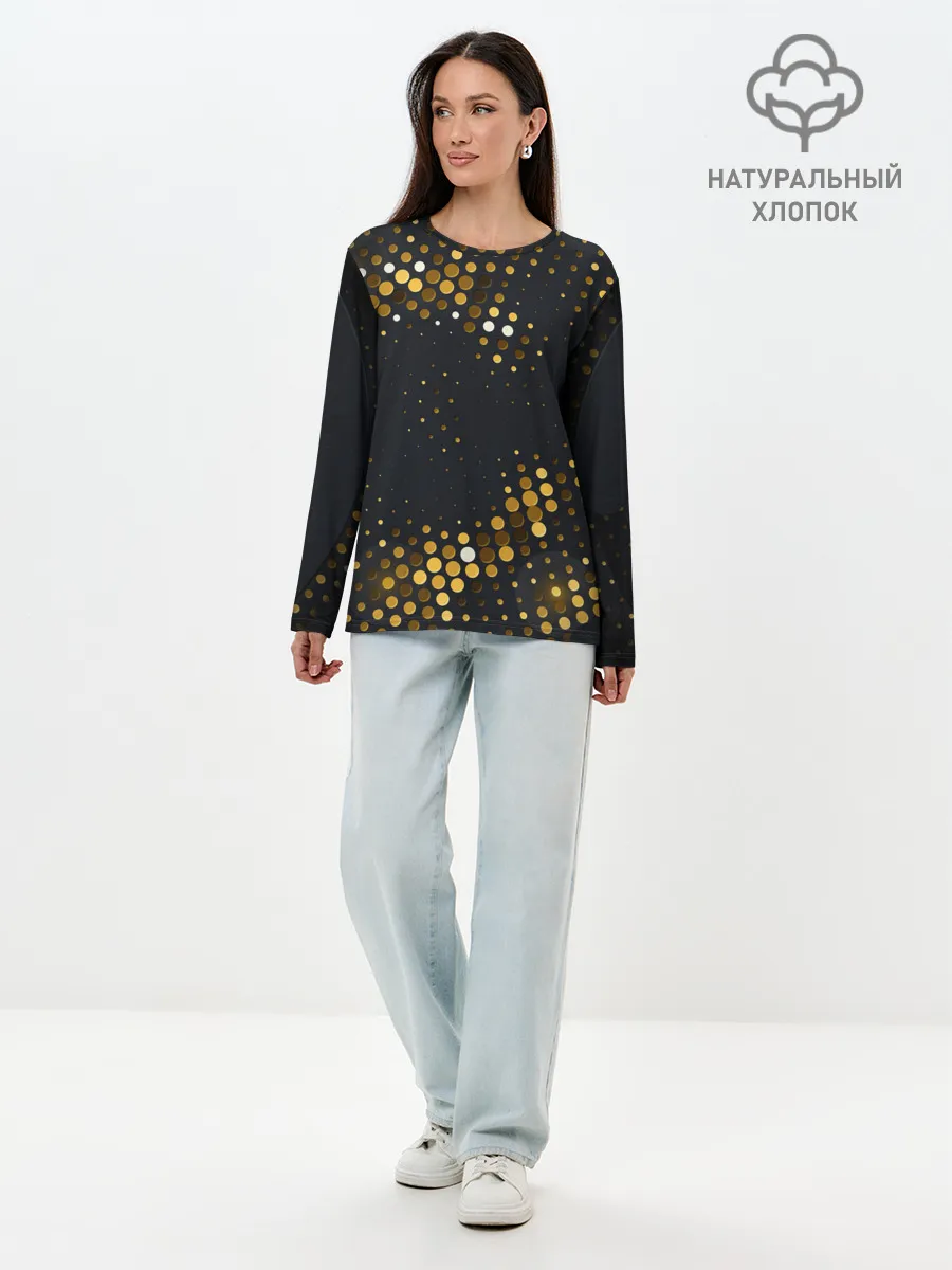 Лонгслив женский. Хлопок / black gold