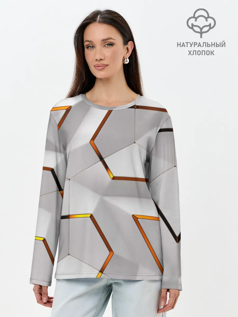 Лонгслив женский. Хлопок / 3D абстракция Iron