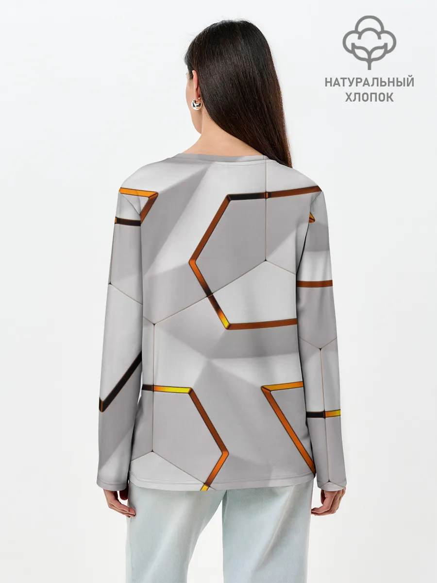 Лонгслив женский. Хлопок / 3D абстракция Iron