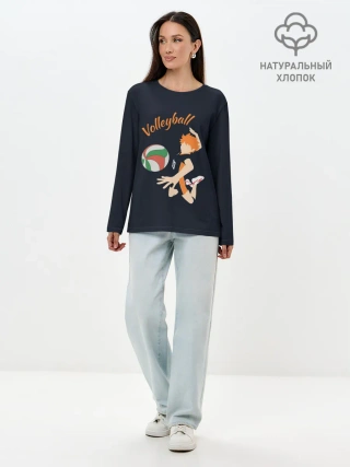 Лонгслив женский. Хлопок / Волейбол