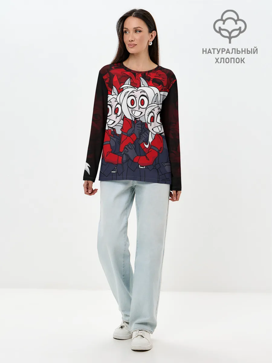 Лонгслив женский. Хлопок / HELLTAKER CERBERUS