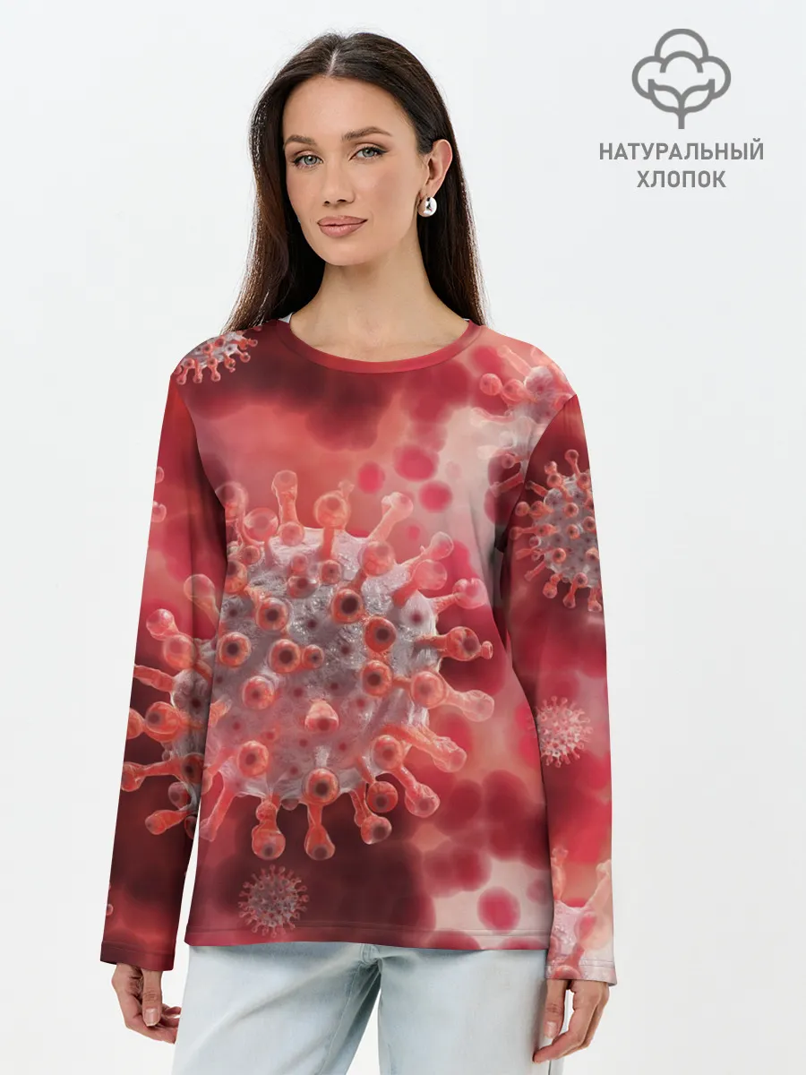 Лонгслив женский. Хлопок / Коронавирус
