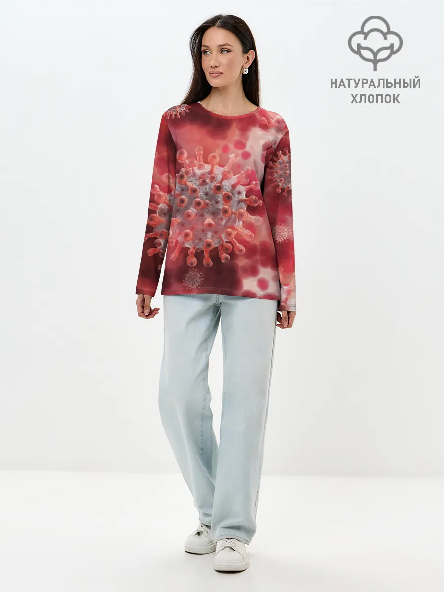Лонгслив женский. Хлопок / Коронавирус
