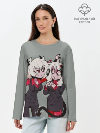 Лонгслив женский. Хлопок / Здрада разговаривает Helltaker