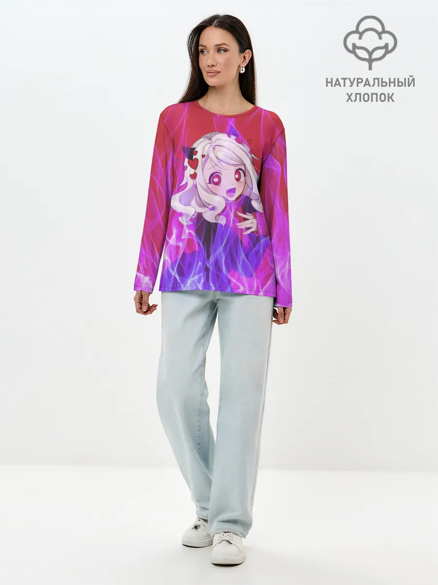 Лонгслив женский. Хлопок / HELLTAKER. Модеус в огне