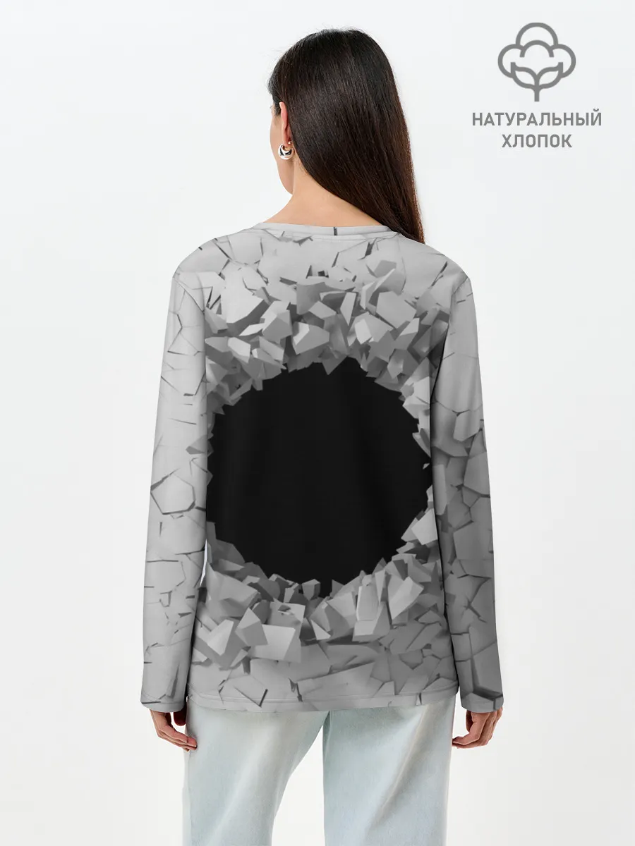 Лонгслив женский. Хлопок / Сквозная дыра