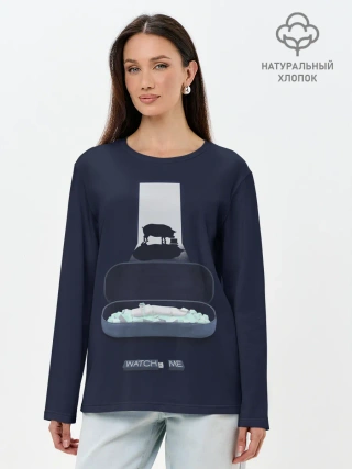Лонгслив женский. Хлопок / Чёрное зеркало