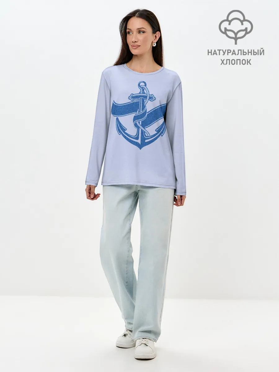 Лонгслив женский. Хлопок / Якорь