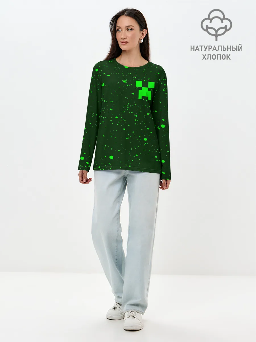 Лонгслив женский. Хлопок / MINECRAFT / МАЙНКРАФТ