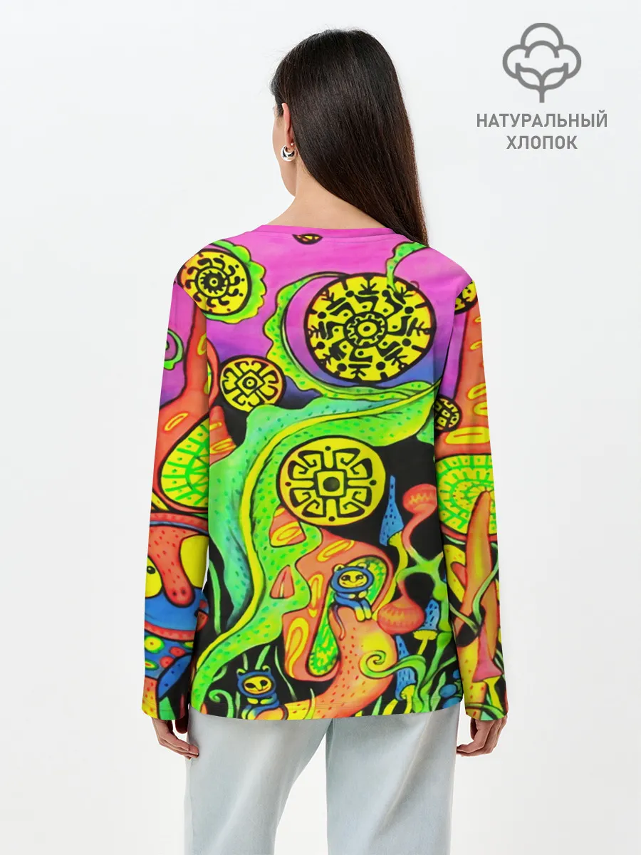 Лонгслив женский. Хлопок / КИСЛОТА / КИСЛОТНЫЙ