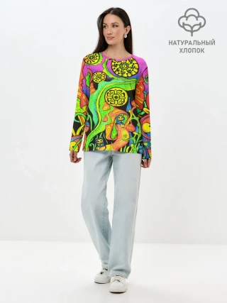 Лонгслив женский. Хлопок / КИСЛОТА / КИСЛОТНЫЙ