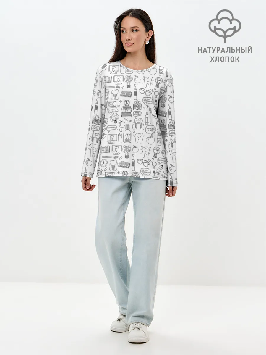 Лонгслив женский. Хлопок / дантист