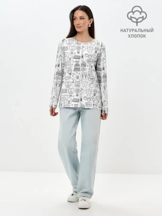 Лонгслив женский. Хлопок / дантист