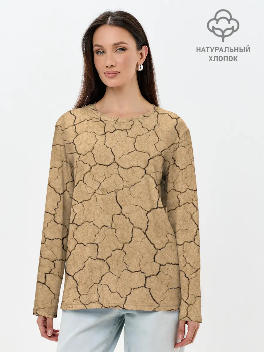 Лонгслив женский. Хлопок / Пустыня