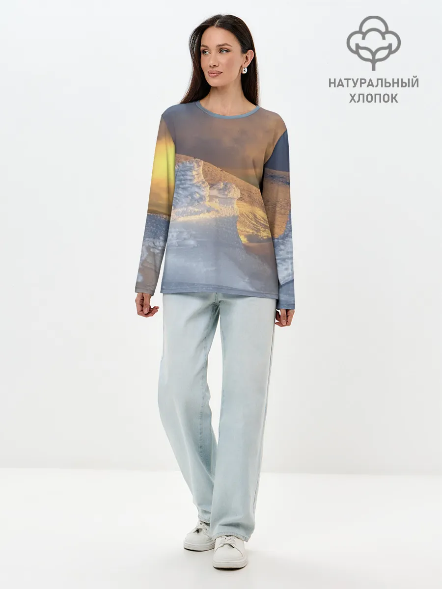 Лонгслив женский. Хлопок / Снежная долина