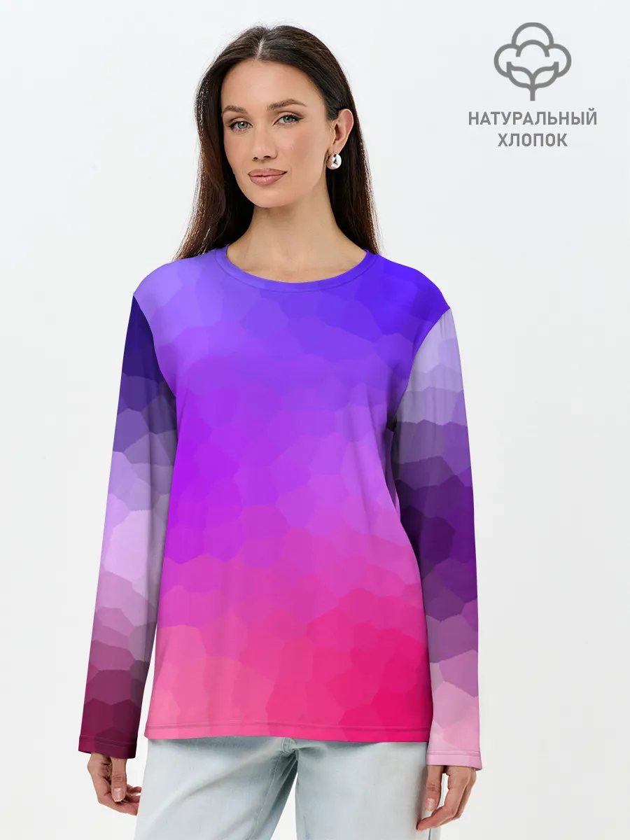 Лонгслив женский. Хлопок / фиолетовый кристалл