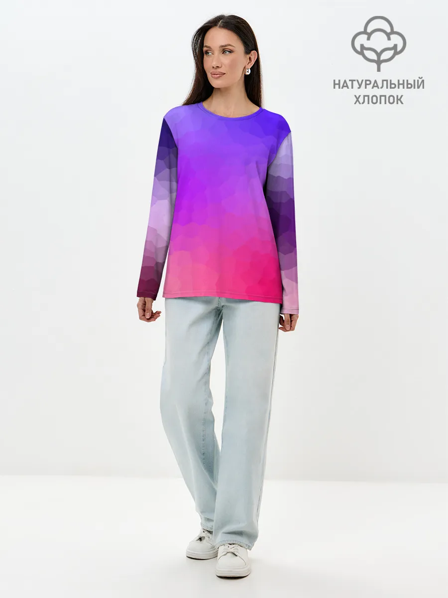 Лонгслив женский. Хлопок / фиолетовый кристалл