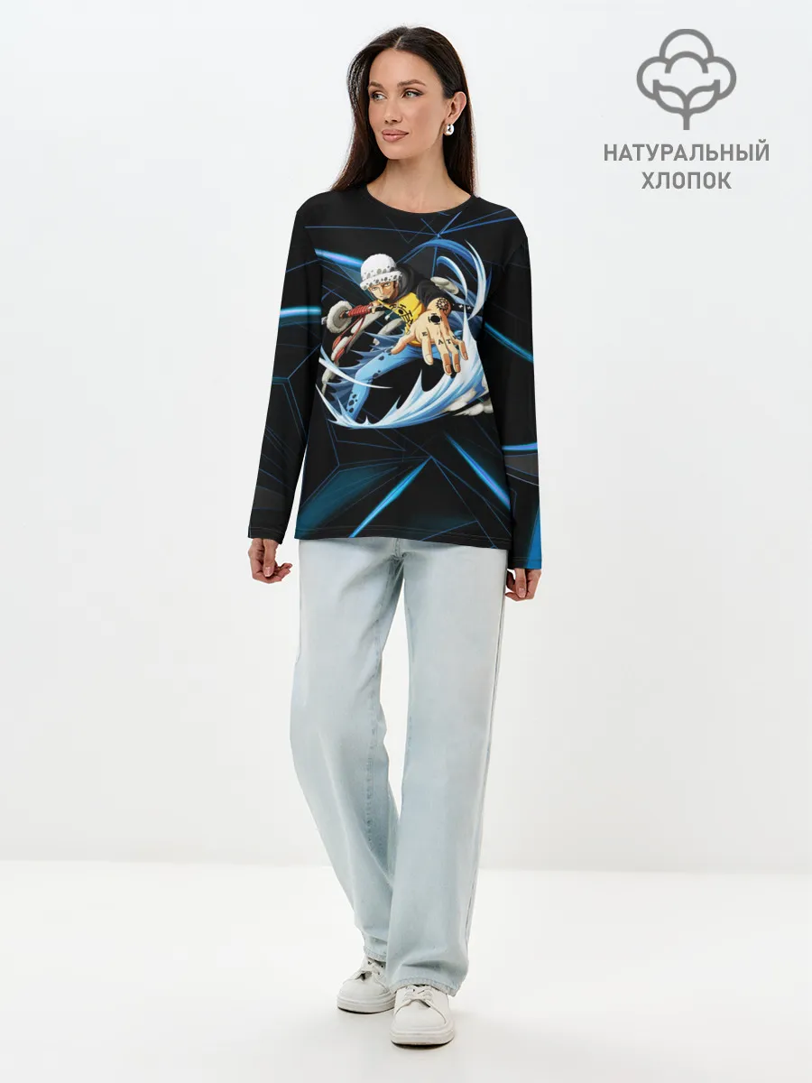 Лонгслив женский. Хлопок / ТРАФАЛЬГАР ЛО. Металлический фон