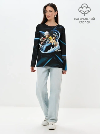 Лонгслив женский. Хлопок / ТРАФАЛЬГАР ЛО. Металлический фон