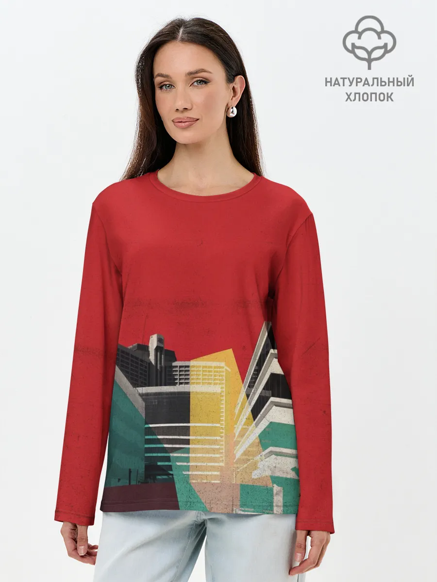 Лонгслив женский. Хлопок / архитектура