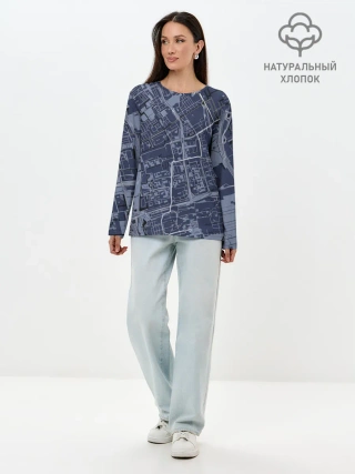 Лонгслив женский. Хлопок / генплан города