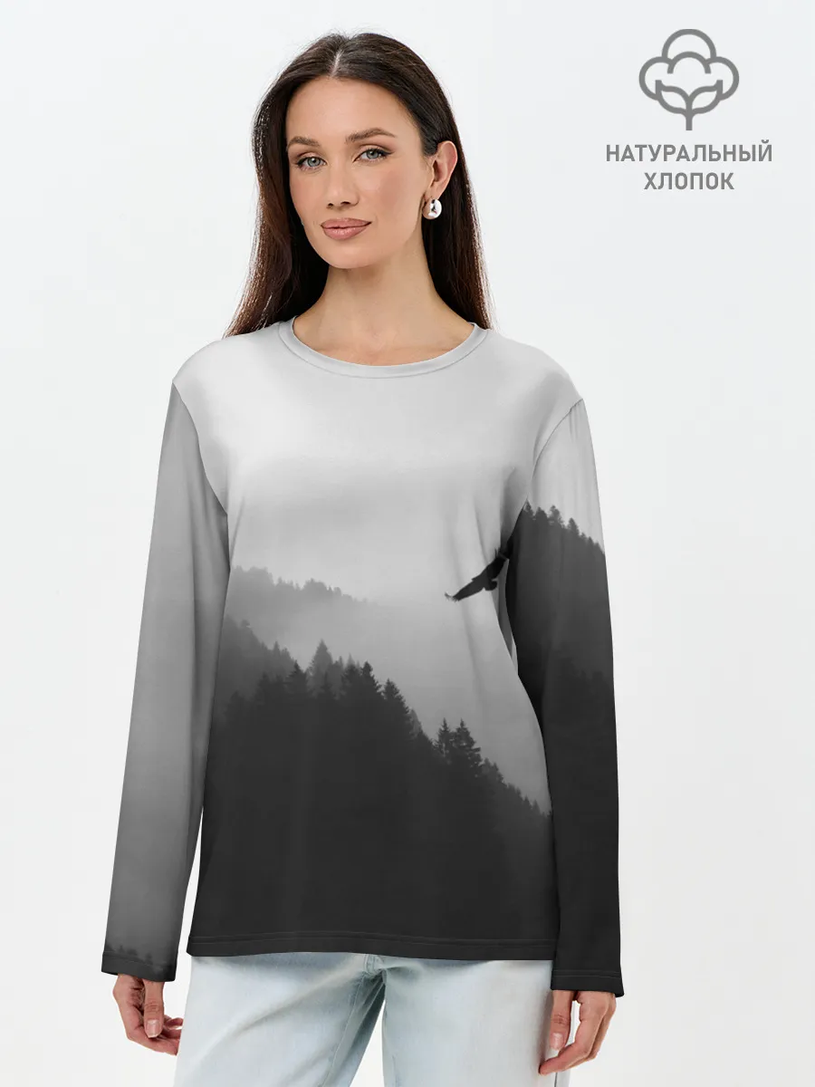 Лонгслив женский. Хлопок / ОРЁЛ НАД ЛЕСОМ
