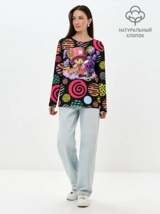 Лонгслив женский. Хлопок / Ван Пис | Чоппер