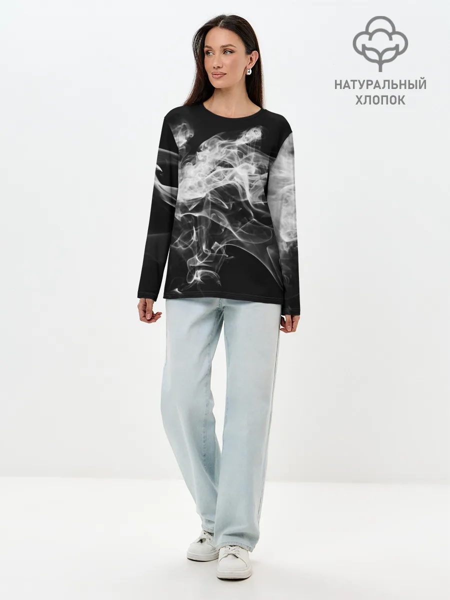 Лонгслив женский. Хлопок / СЕРЫЙ ДЫМ