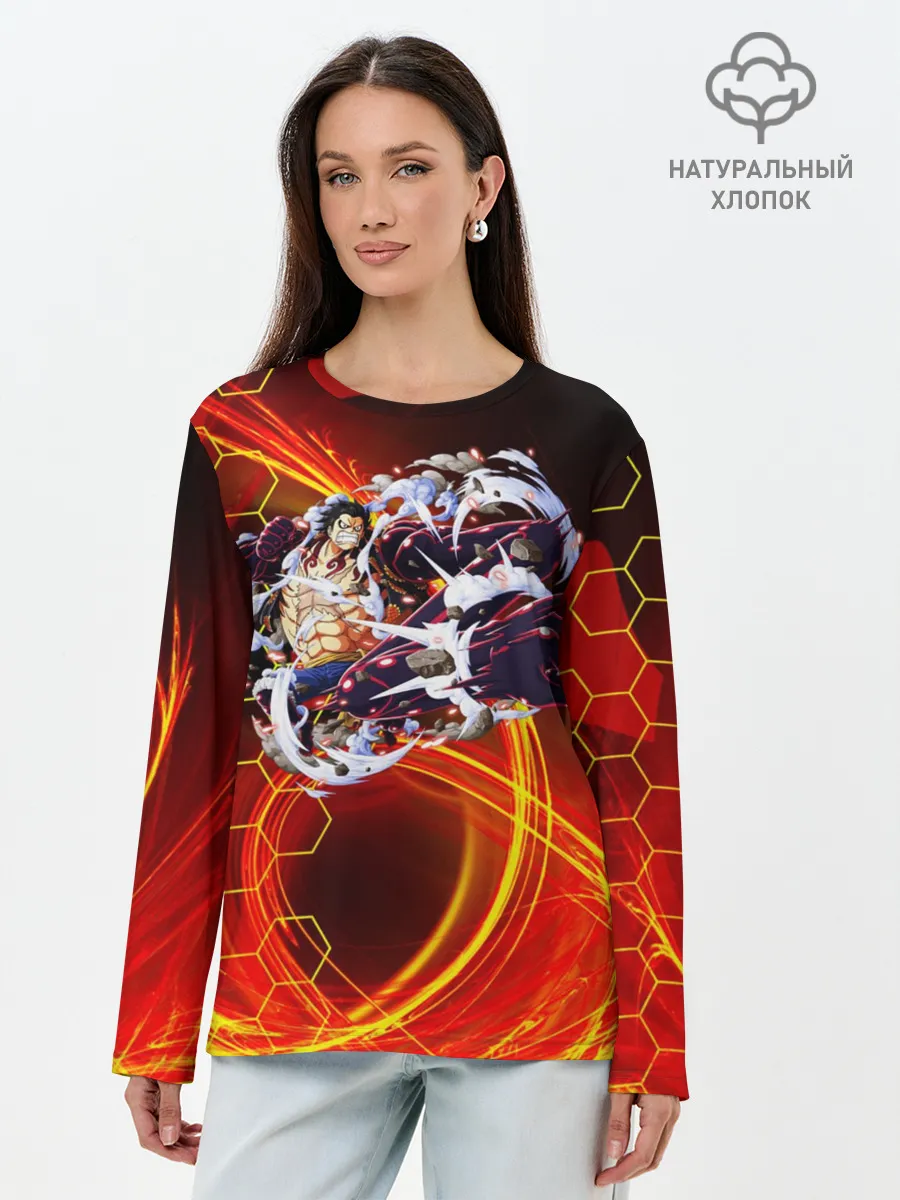 Лонгслив женский. Хлопок / Ван Пис | Луффи 4 гир