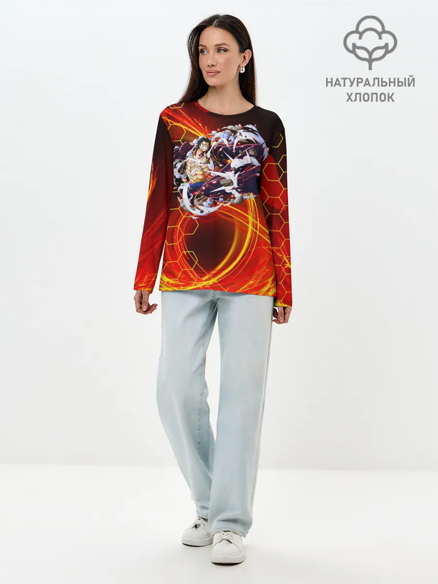 Лонгслив женский. Хлопок / Ван Пис | Луффи 4 гир