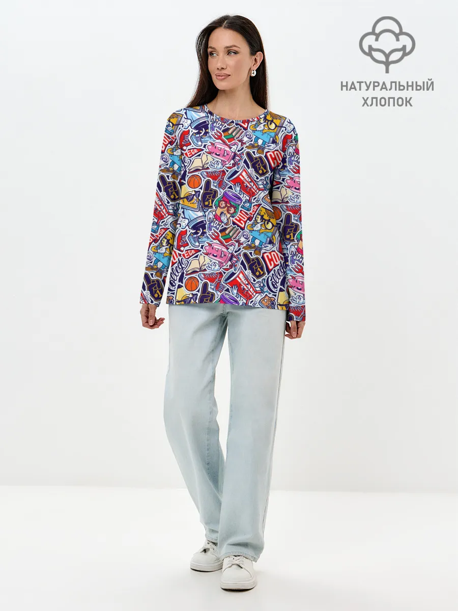 Лонгслив женский. Хлопок / Стикерпак