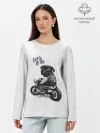 Лонгслив женский. Хлопок / Pug Rider | Байкер Мопс