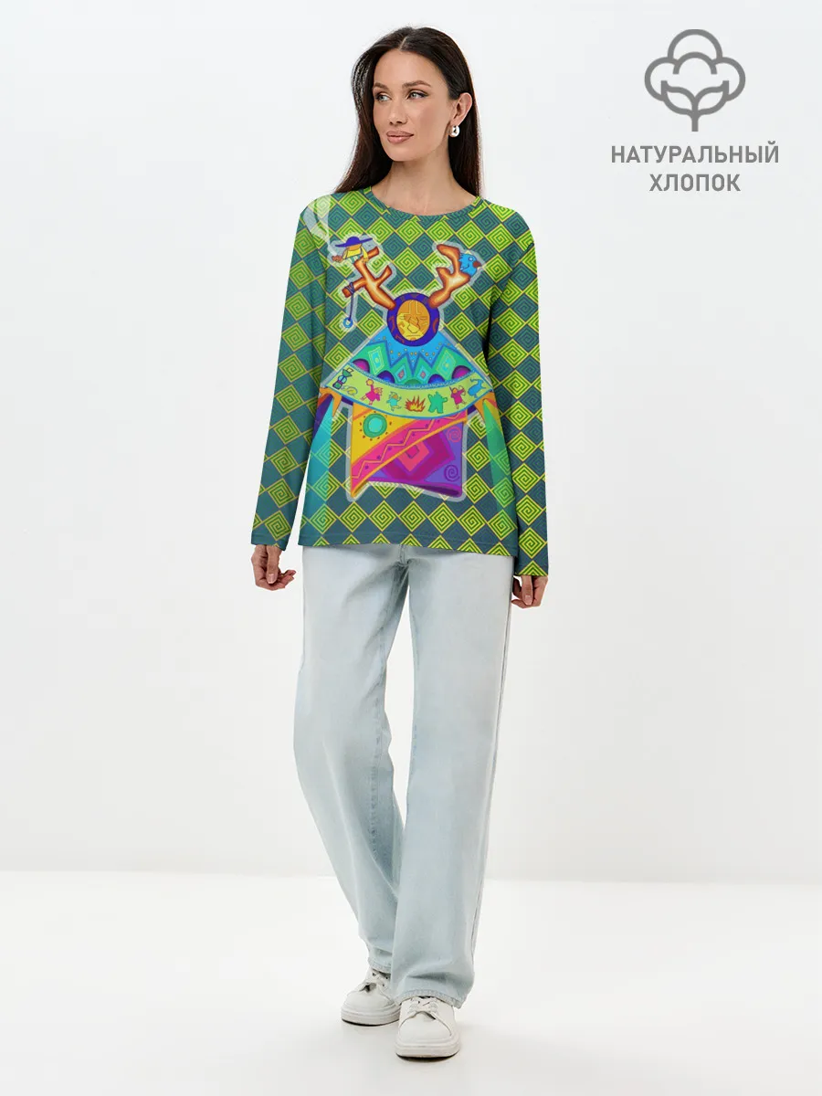 Лонгслив женский. Хлопок / Шаман