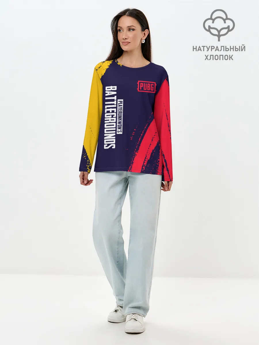 Лонгслив женский. Хлопок / PUBG / ПАБГ