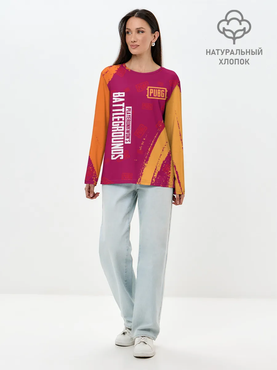 Лонгслив женский. Хлопок / PUBG / ПАБГ