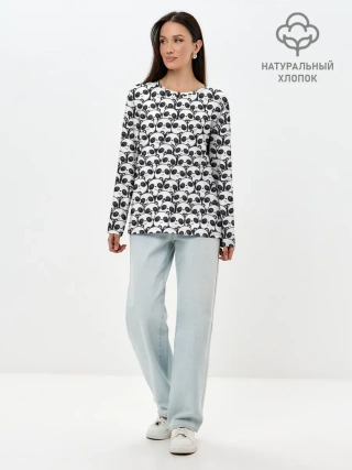 Лонгслив женский. Хлопок / ПАНДЫ