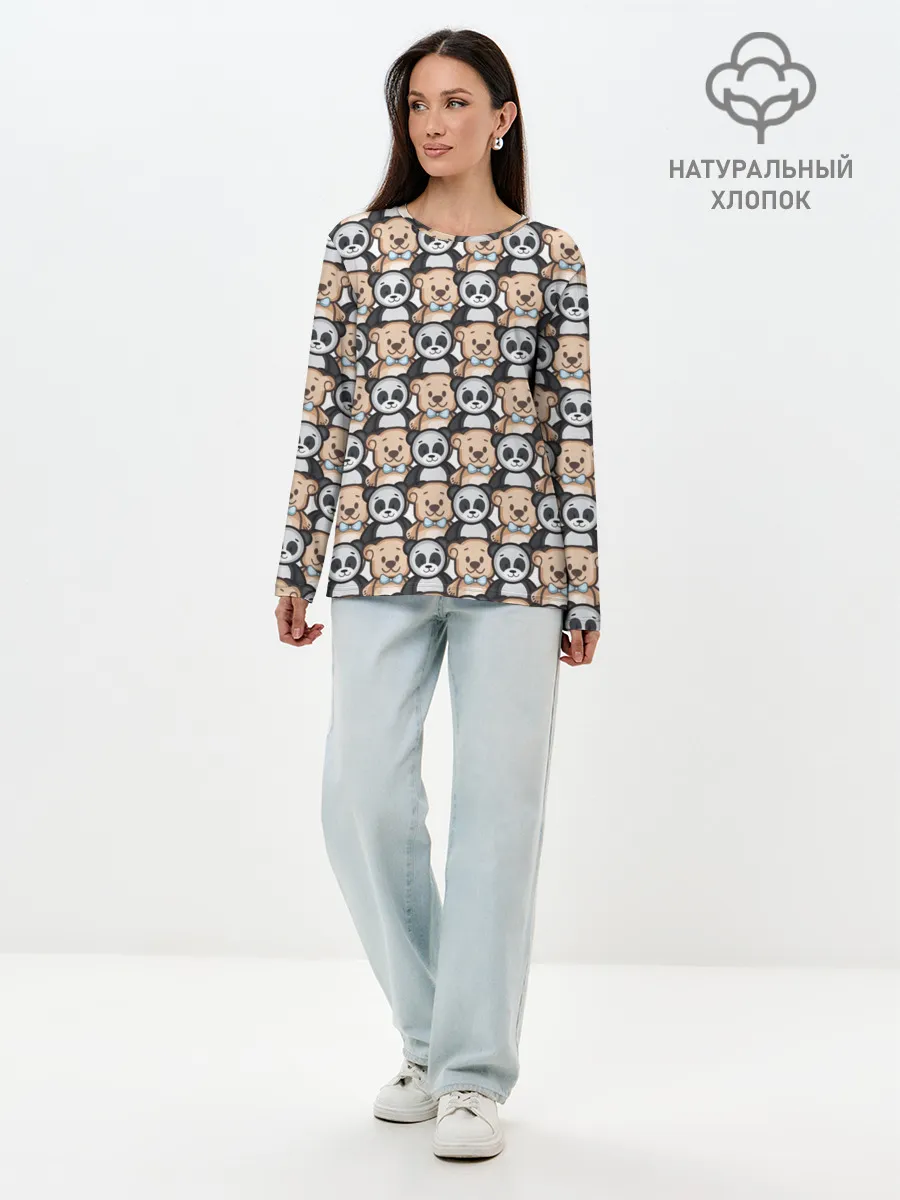 Лонгслив женский. Хлопок / МИШКИ