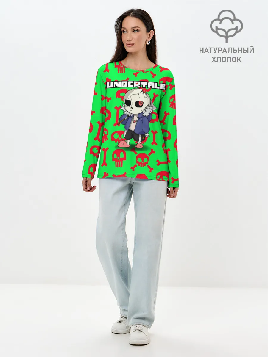 Лонгслив женский. Хлопок / Undertale | Sans