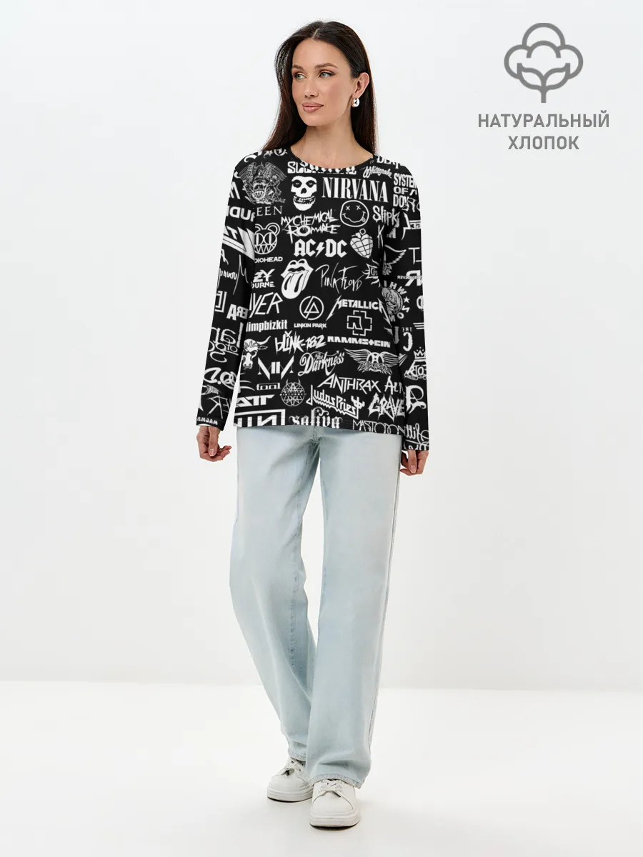 Лонгслив женский. Хлопок / Рок Легенды | Всех времен