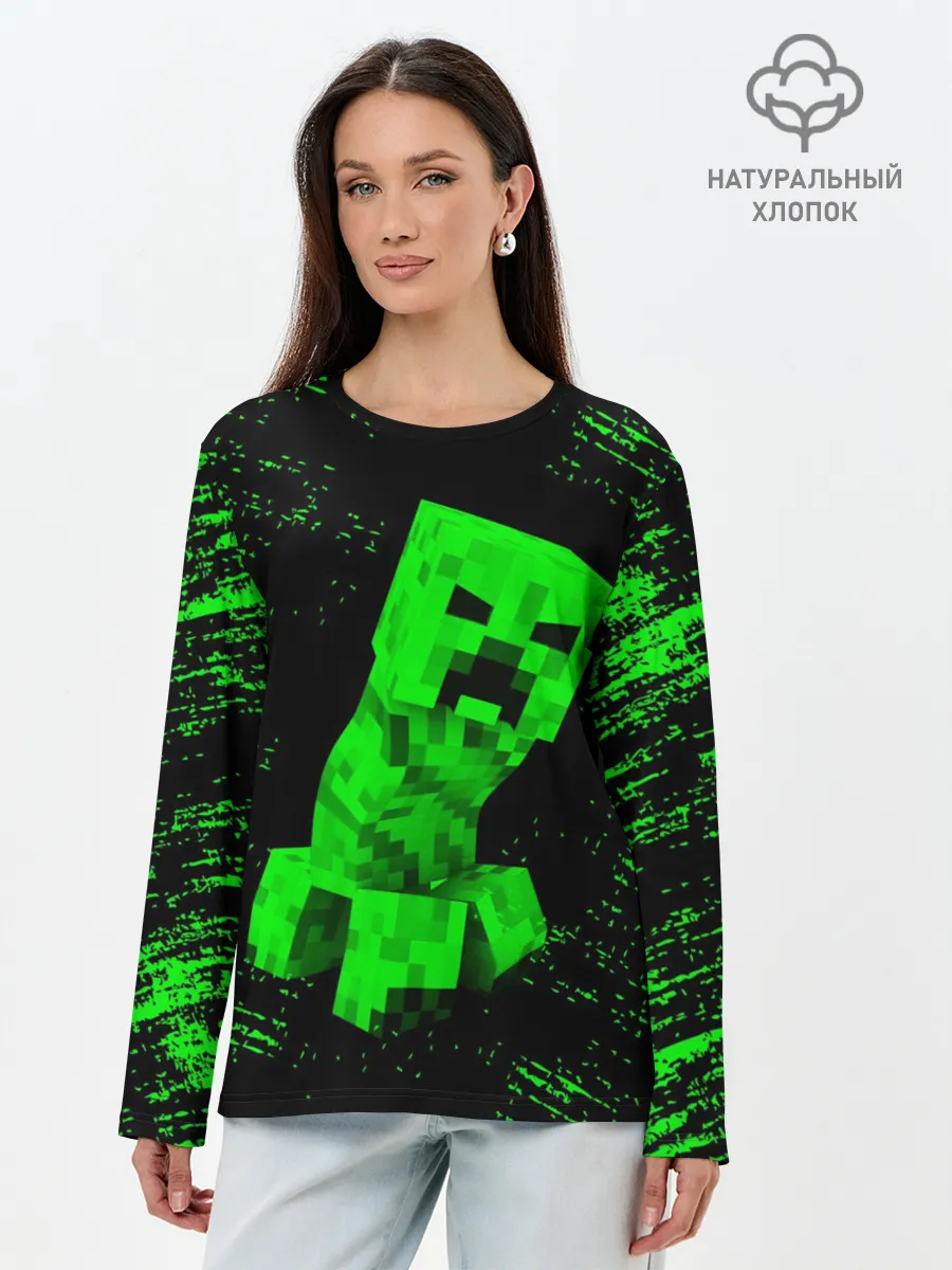 Лонгслив женский. Хлопок / MINECRAFT CREEPER