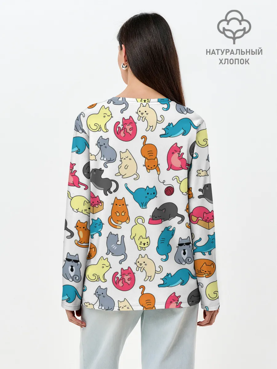 Лонгслив женский. Хлопок / Кошачья стая