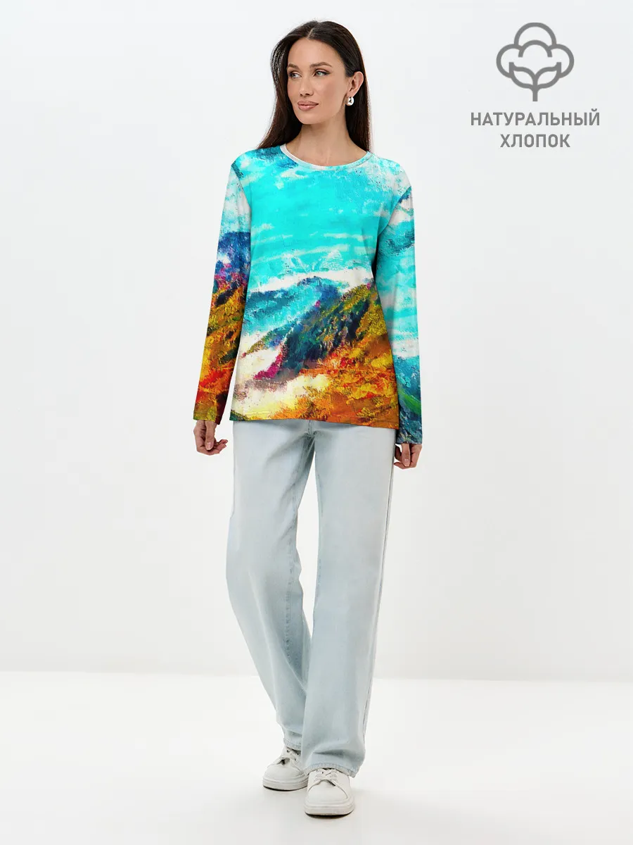 Лонгслив женский. Хлопок / Японские горы