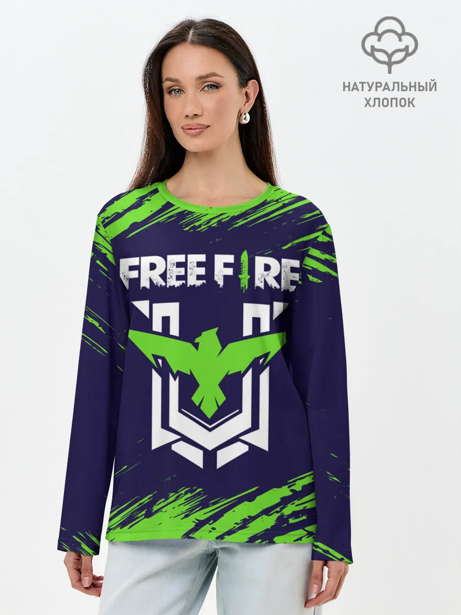 Лонгслив женский. Хлопок / FREE FIRE / ФРИ ФАЕР