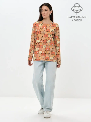 Лонгслив женский. Хлопок / МИШКИ