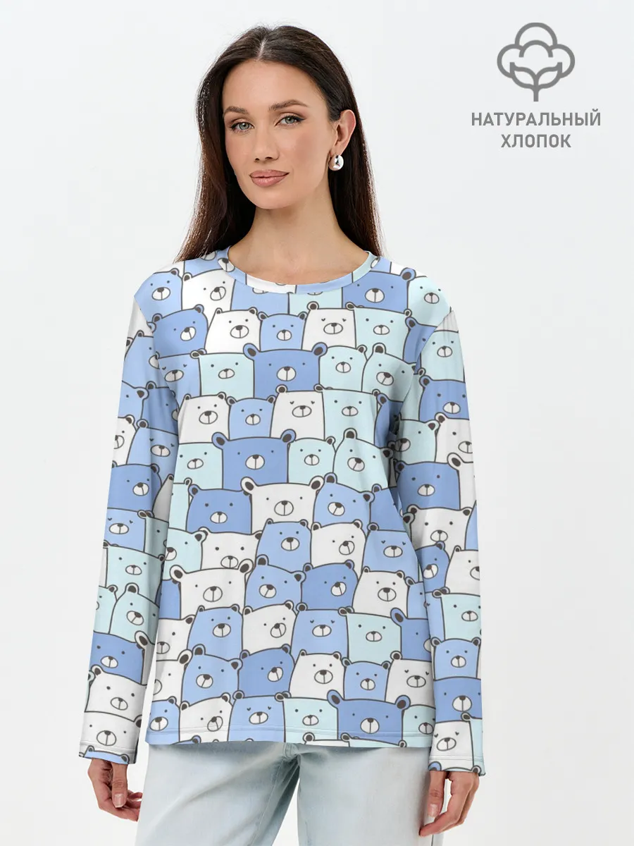 Лонгслив женский. Хлопок / МИШКИ