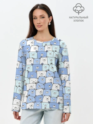 Лонгслив женский. Хлопок / МИШКИ