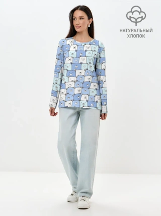 Лонгслив женский. Хлопок / МИШКИ
