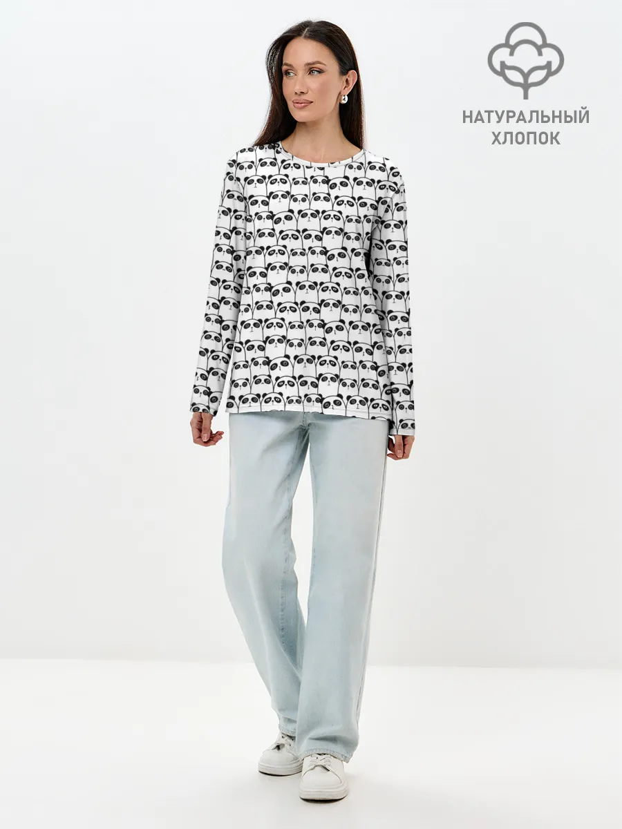 Лонгслив женский. Хлопок / ПАНДЫ