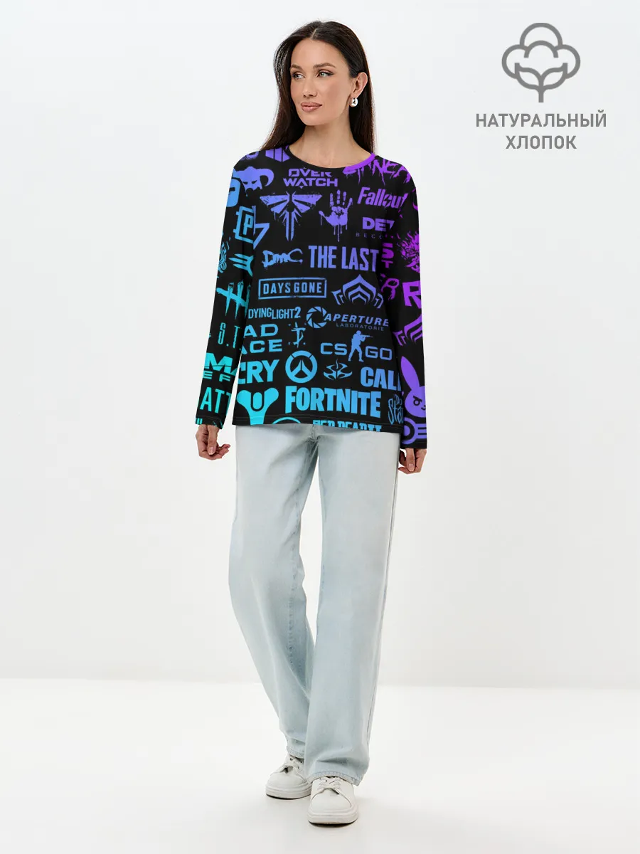 Лонгслив женский. Хлопок / ЛОГОТИПЫ ИГР
