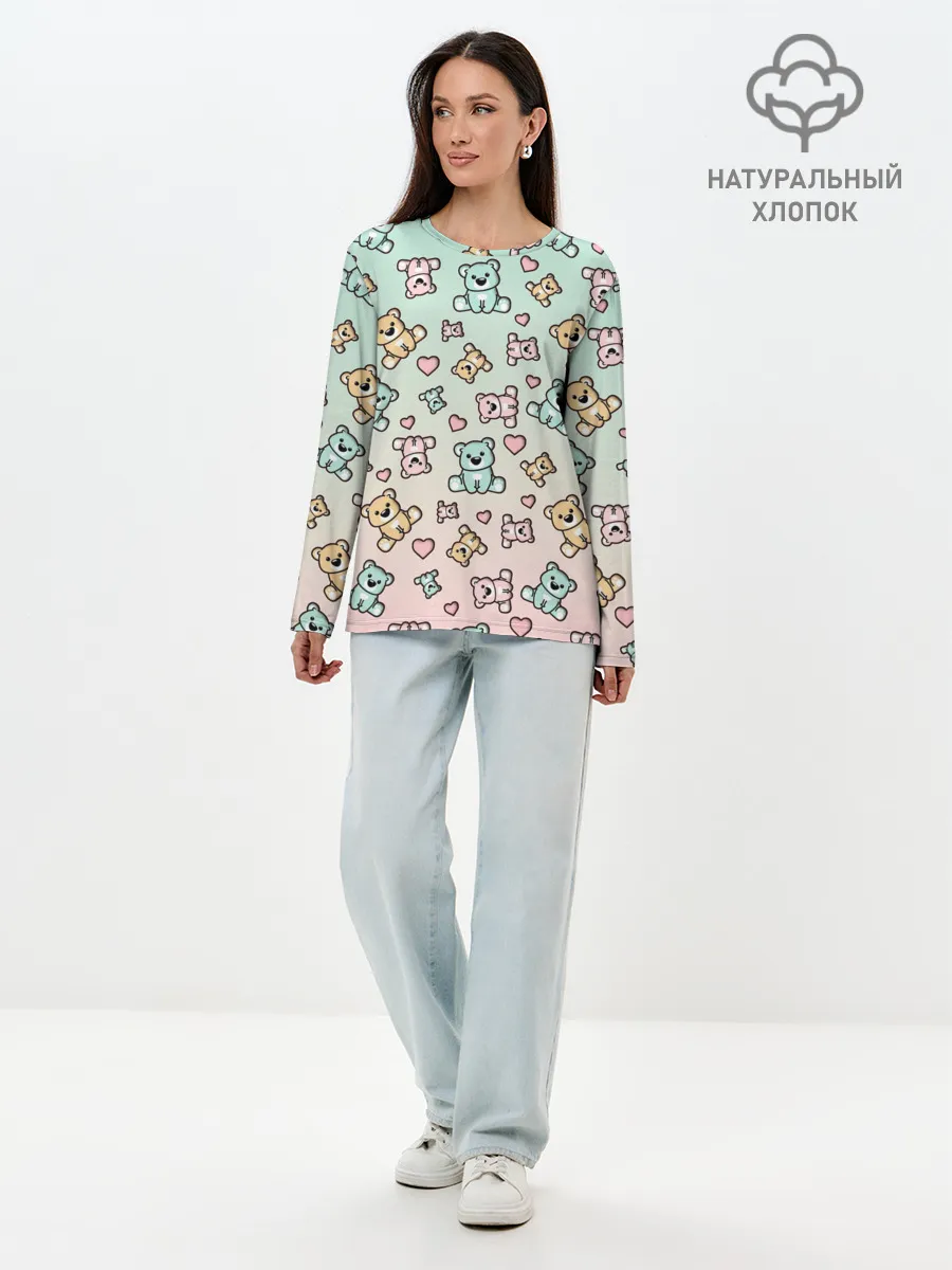 Лонгслив женский. Хлопок / МИШКИ